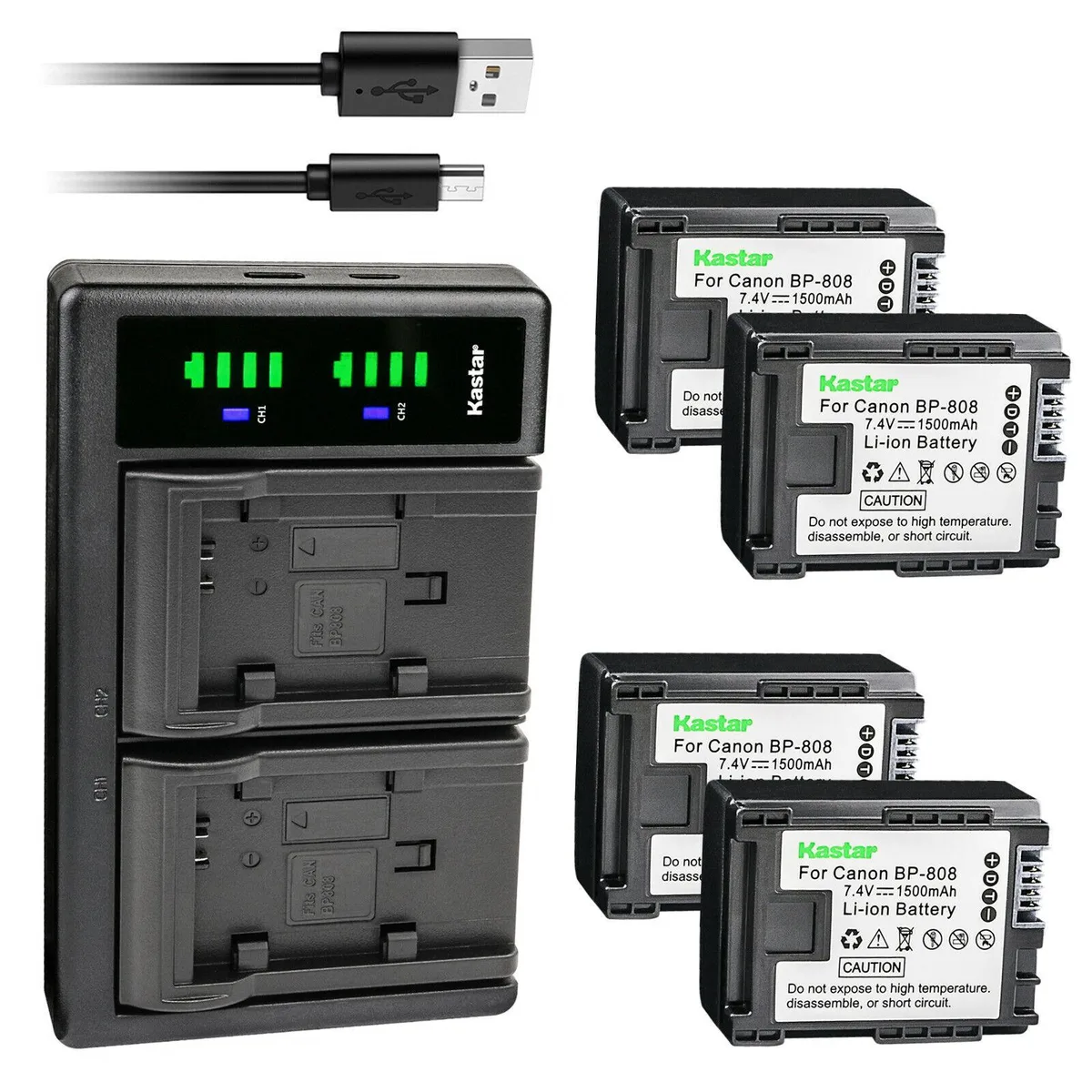 Kastar Kastar BP-808 BP-809 4-Pack Battery and LTD2 USB Charger — product photo