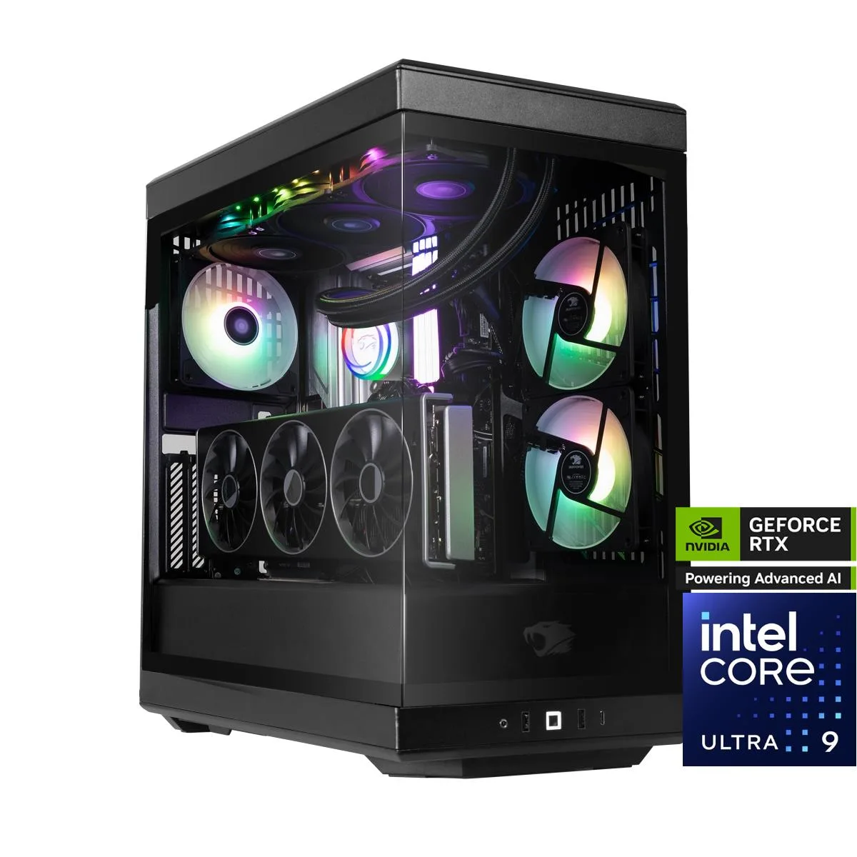 iBUYPOWER iBUYPOWER Y40BI9N5801 gaming PC Intel Core Ultra 9 285 RTX 5080 16GB 32GB DDR5 2TB NVMe — product photo