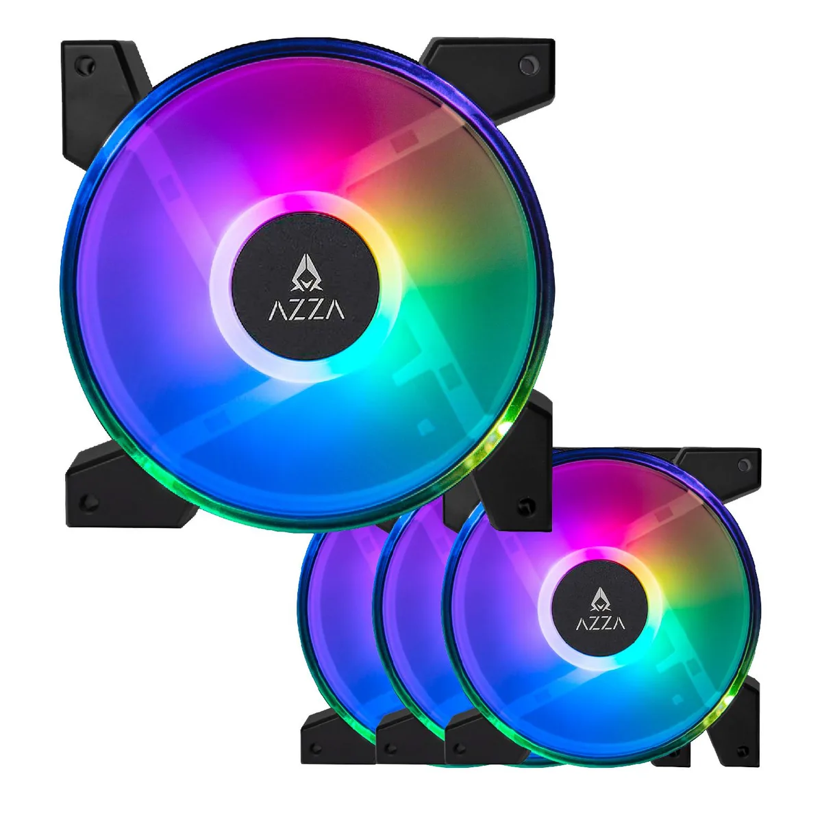 AZZA AZZA HURRICANE III DIGITAL ARGB 120mm 4-pack case fan — product photo