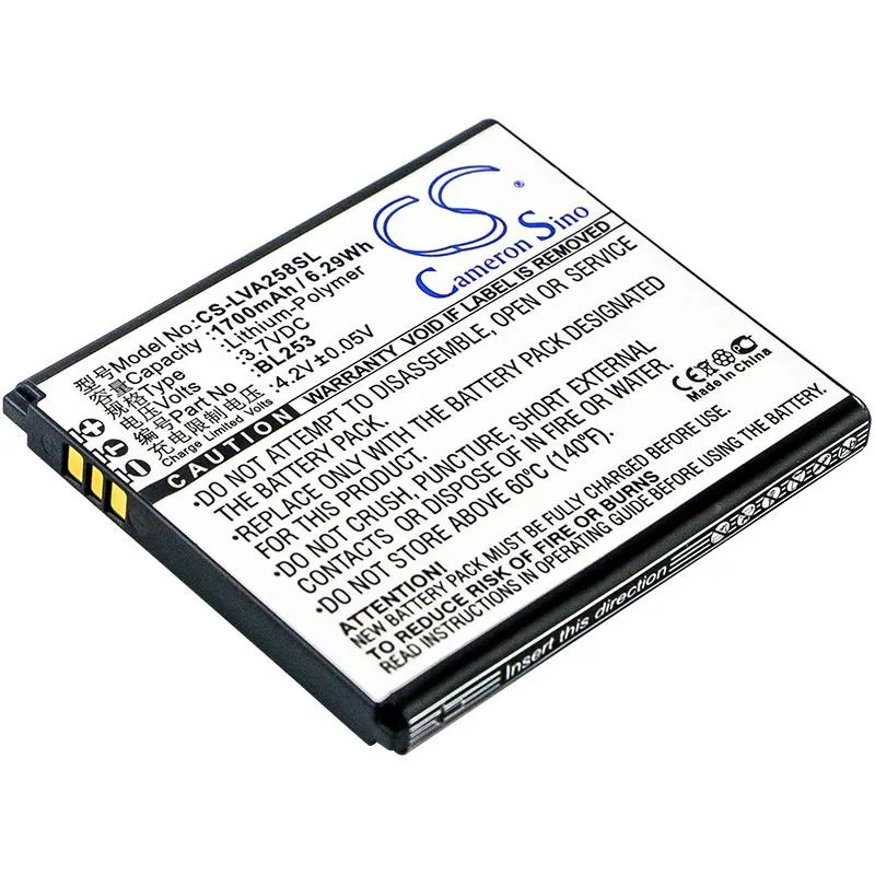 Rectangular Cameron Sino replacement battery with black plastic casing and label showing model numbers