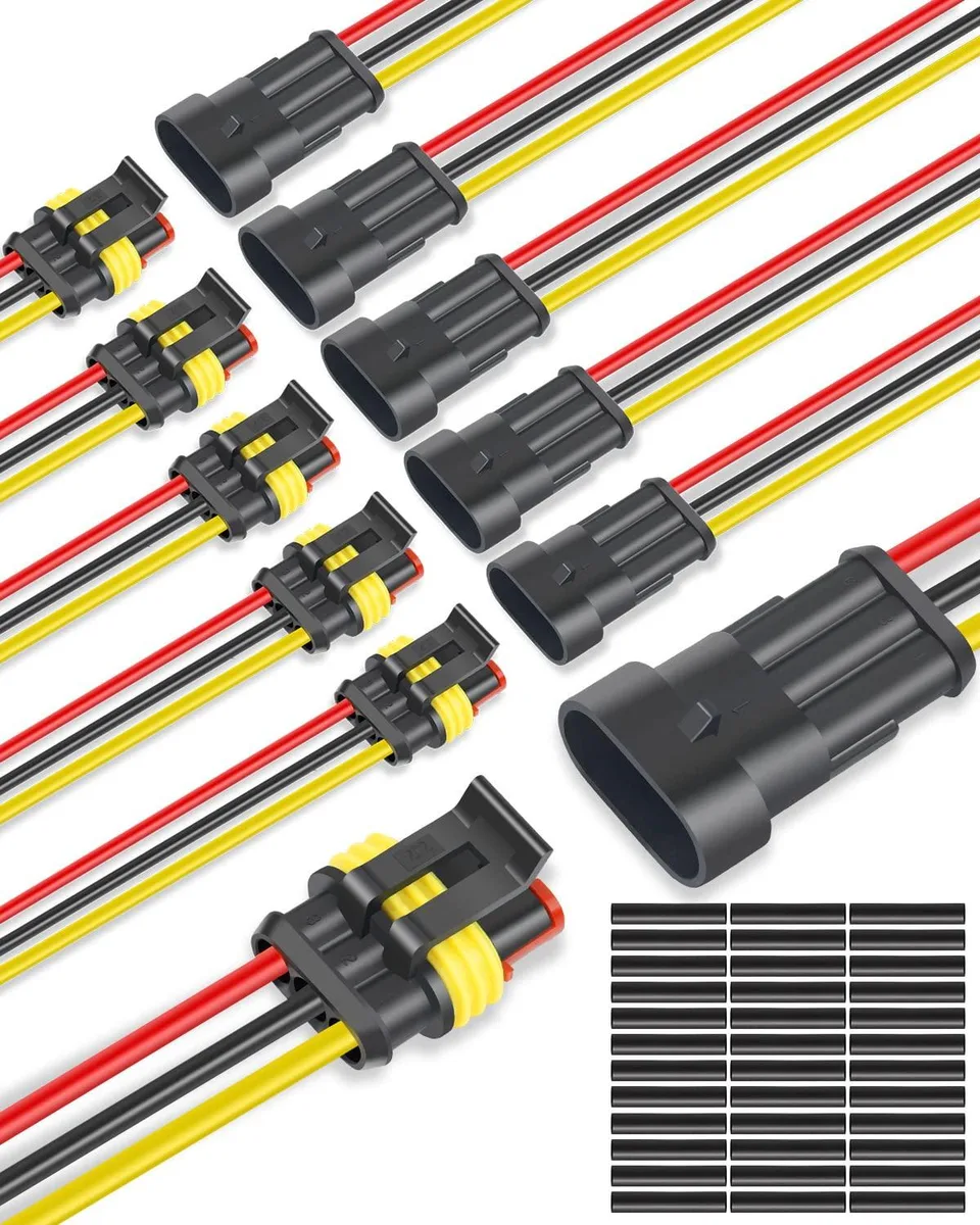  NAOEVO 3 Pin Waterproof Wire Cap Connector 16 AWG 6 Kits IP68 — product photo