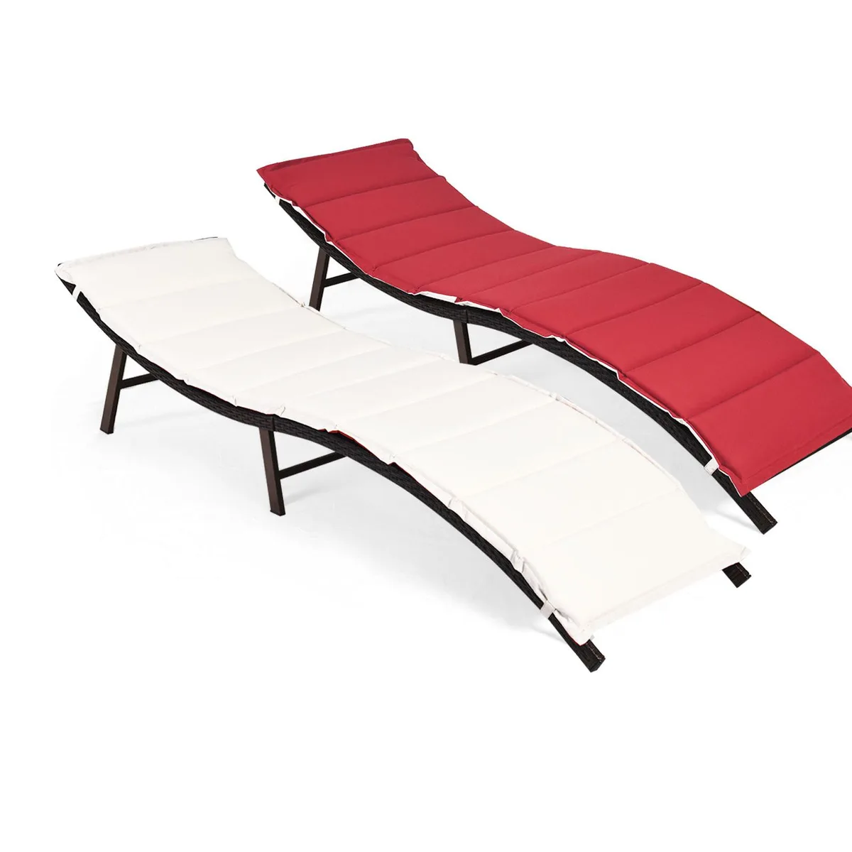 SlickBlue SlickBlue 2Pcs Folding Patio Lounger Chair Red — product photo