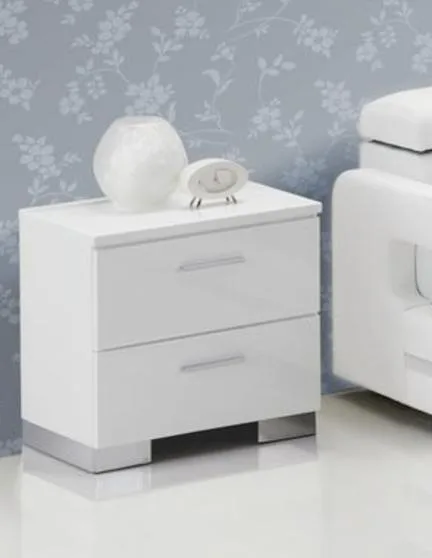 tuphen tuphen White &amp; Chrome Leg Nightstand 35"W 14"D 9"H — product photo