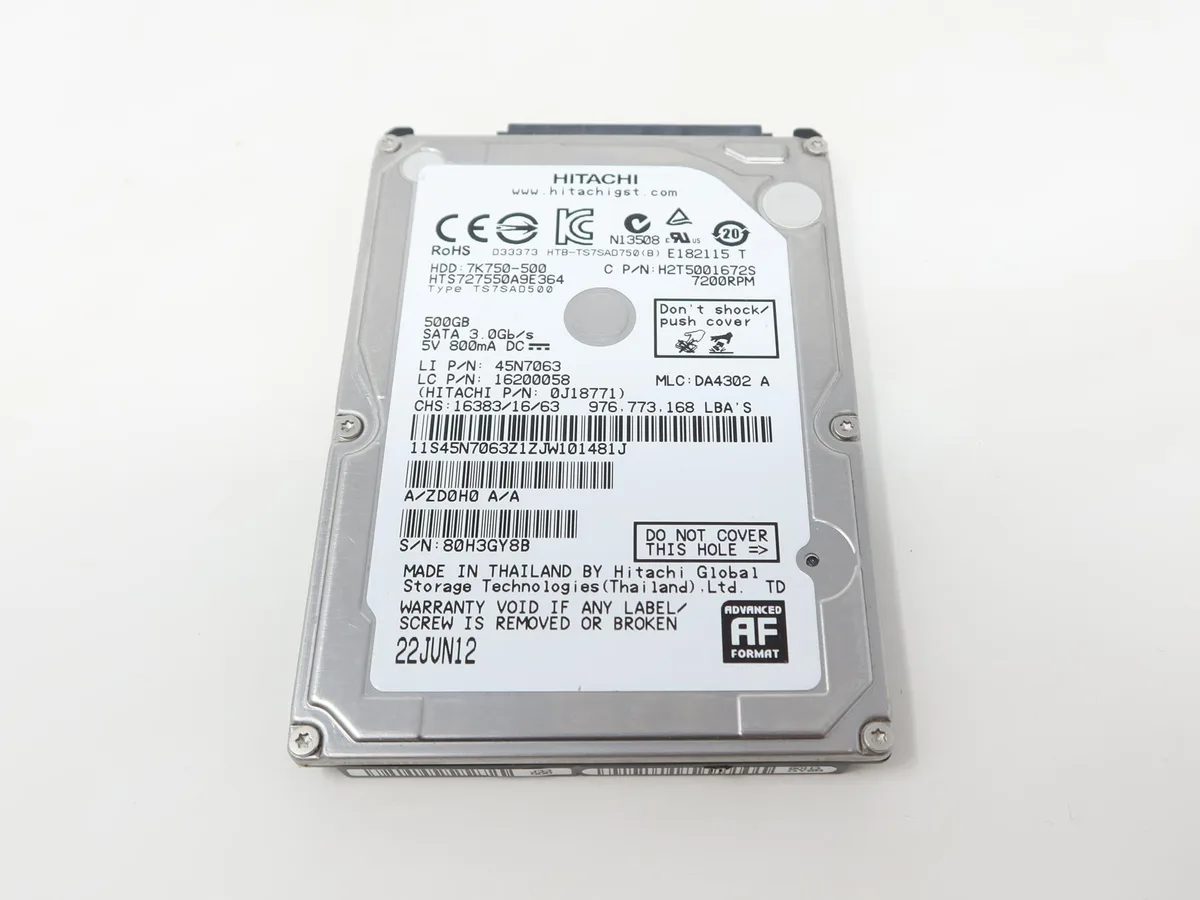 HGST HGST 0J18771 HTS727550A9E364 500GB 2.5" SATA 7200RPM 16MB 7K750 internal hard drive — product photo