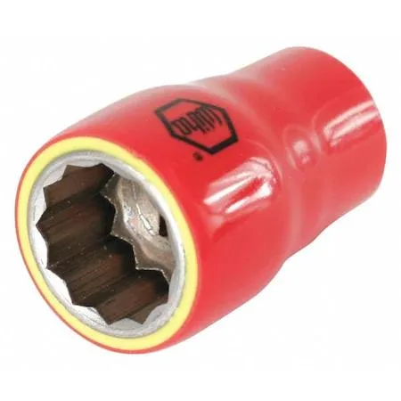 A silver 12-point 21 mm hex socket with a 1/2 inch drive