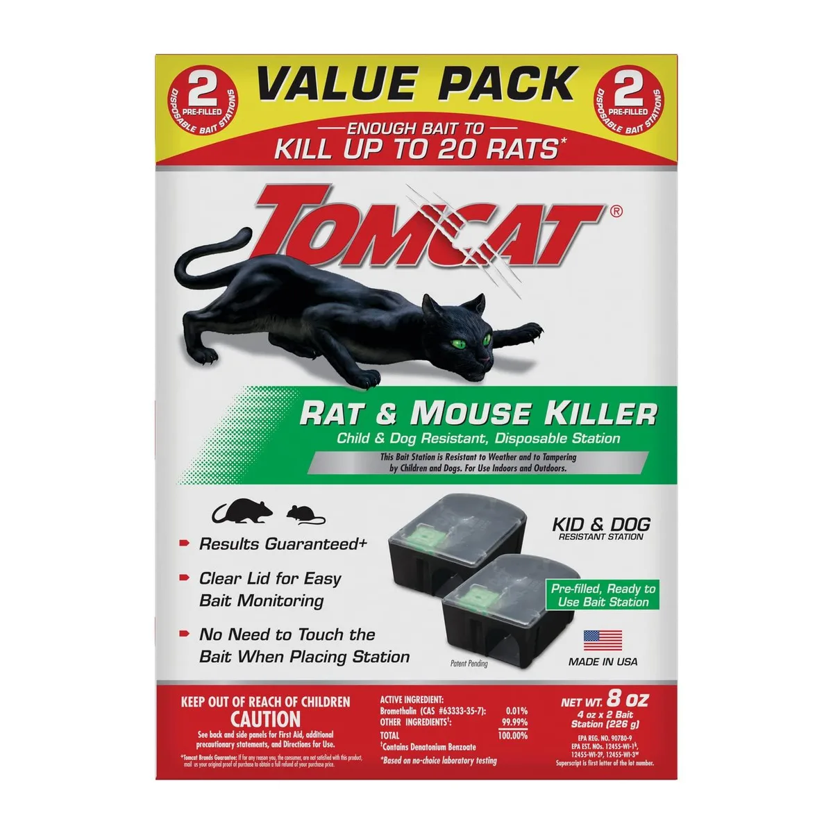 Two rectangular plastic bait stations with clear lids