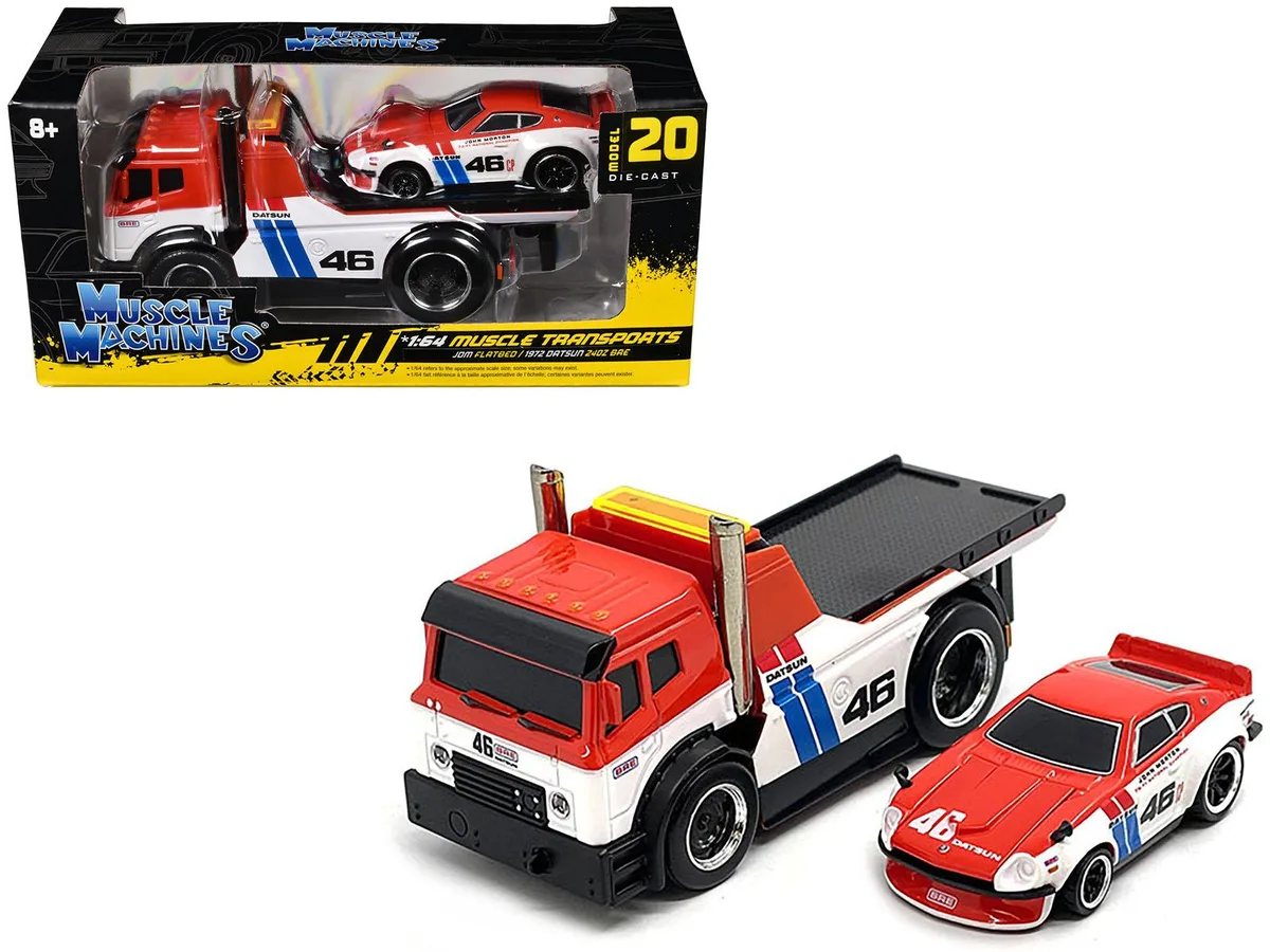 Muscle Machines Muscle Machines JDM Flatbed Truck #46 &amp; 1972 Datsun 240Z #46 1/64 hobby collectible — product photo