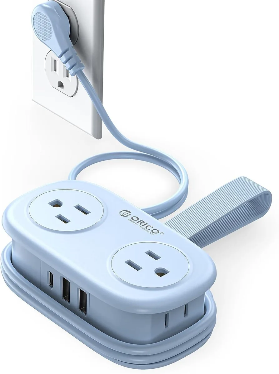 Orico Orico Travel Power Strip 4 Outlets 3 USB Ports 1 USB-C 4ft Cord Blue — product photo