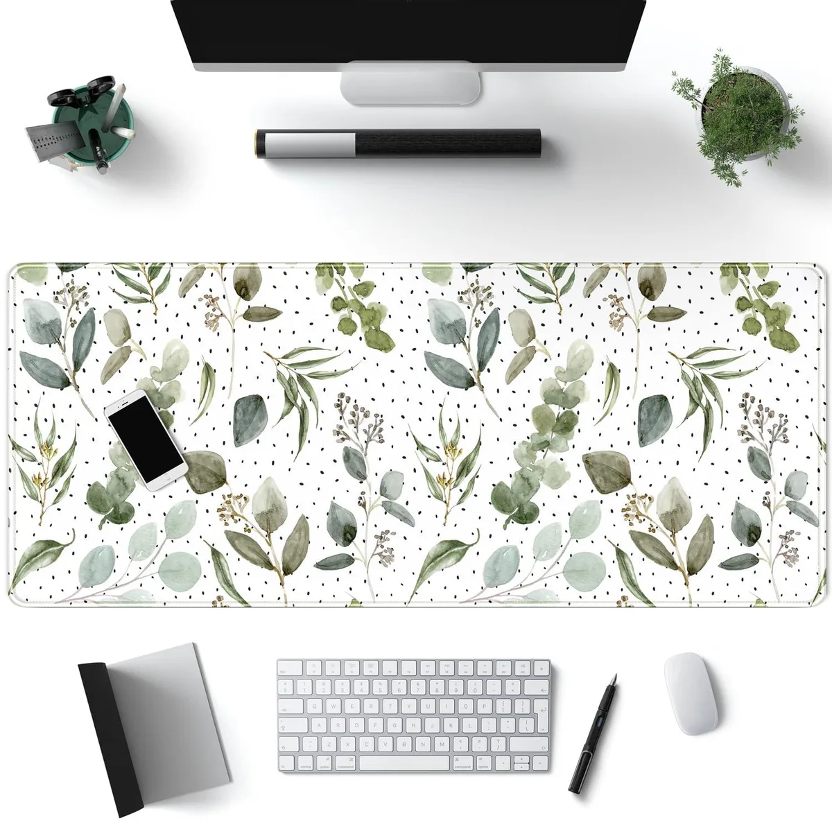  Mechanical Cattle X-Large-S Mouse Pad QWV236 31.5x11.8in White Black Spot — product photo
