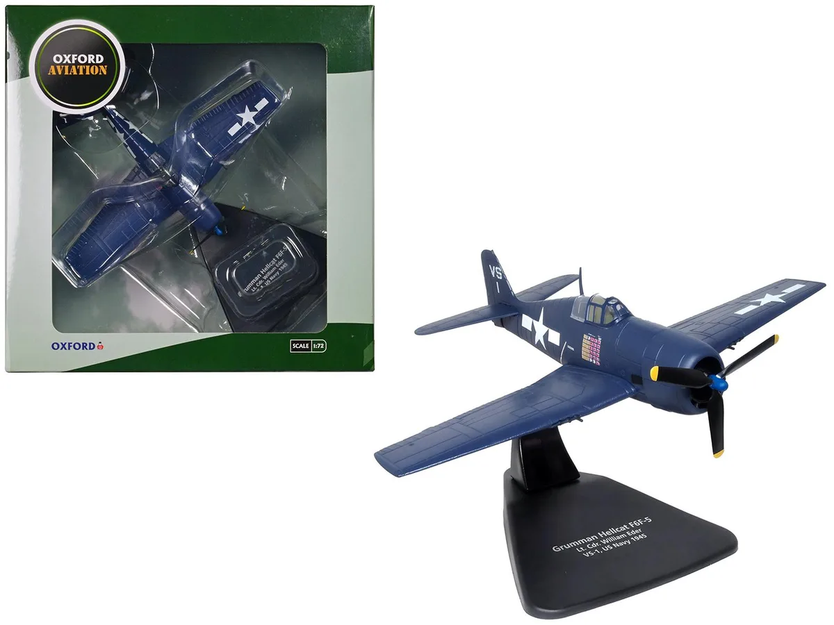 Oxford Diecast Oxford Diecast Grumman Hellcat F6F-5 "Lt. Cdr. Willard E. Eder" 1/72 Diecast Model Airplane hobby collectible — product photo