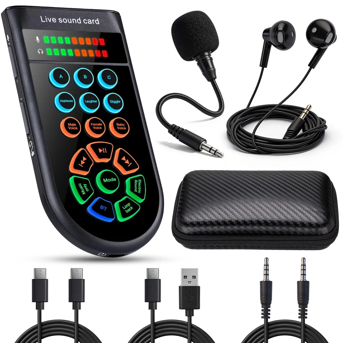  Facmogu M300 Portable Sound Card Set with Mic &amp; Headphones — product photo