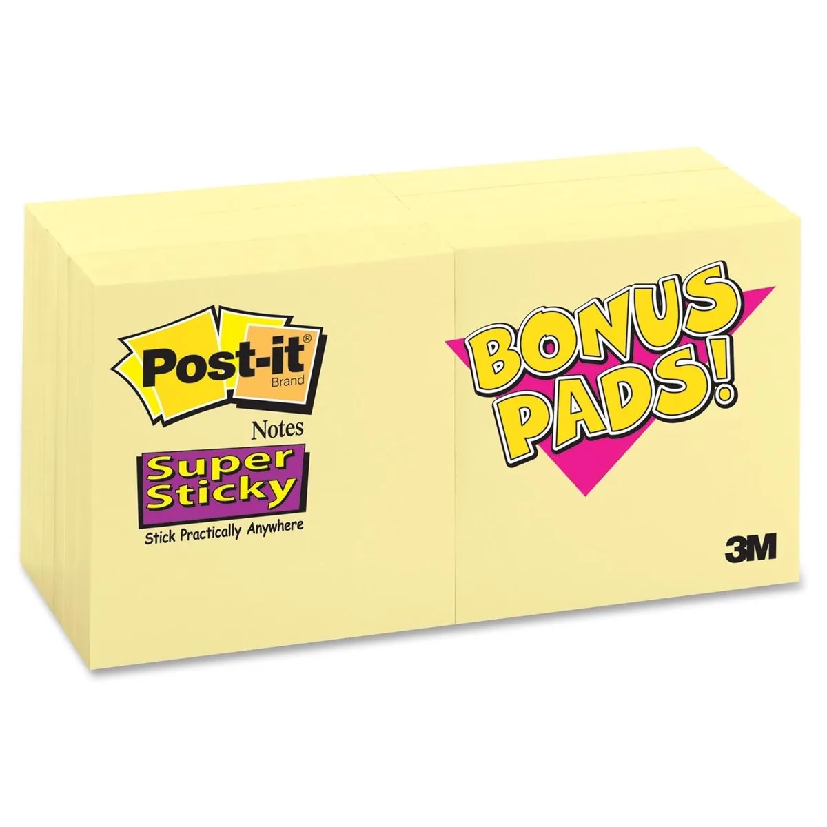 3M 3M 65412SSCY Super Sticky Canary Yellow Notes 12 Pack — product photo