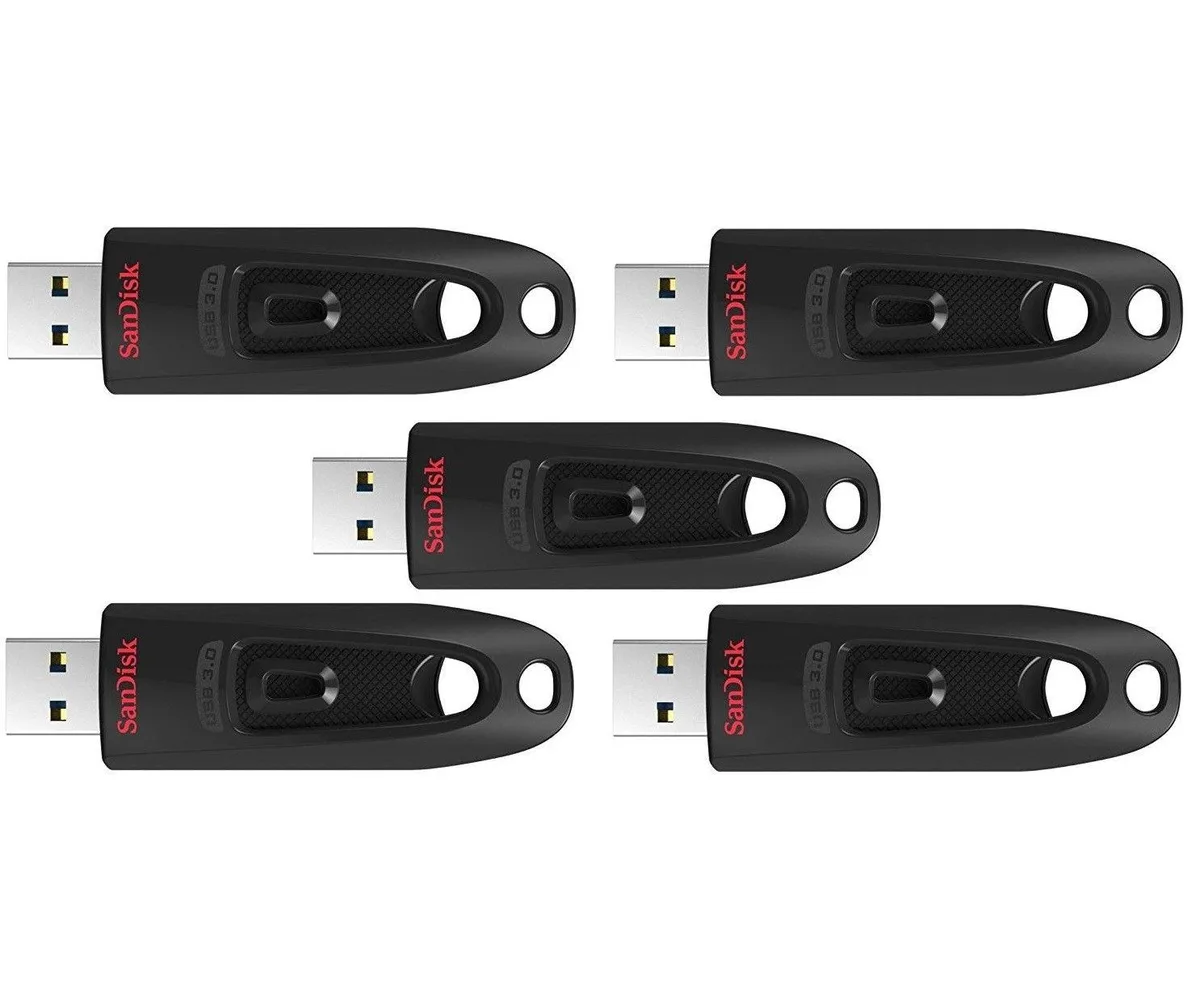 SanDisk SanDisk Ultra USB 3.0 16 GB Flash Drive 5-pack with 2 Lanyards — product photo