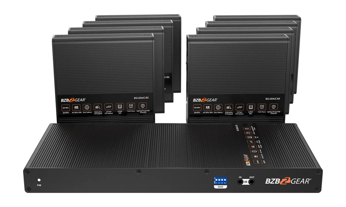BZBGEAR BZBGEAR BG-UDAIC-E18 1x8 4K HDMI Splitter Kit with 8 Receivers — product photo