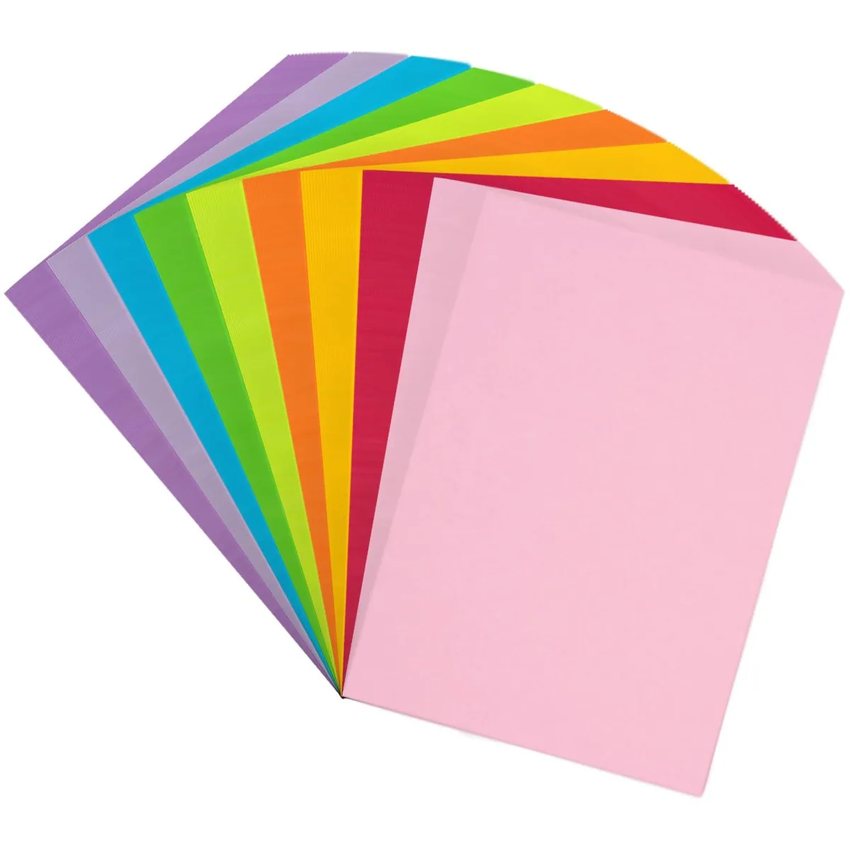 Stack of 180 A4 rainbow uncoated paper sheets