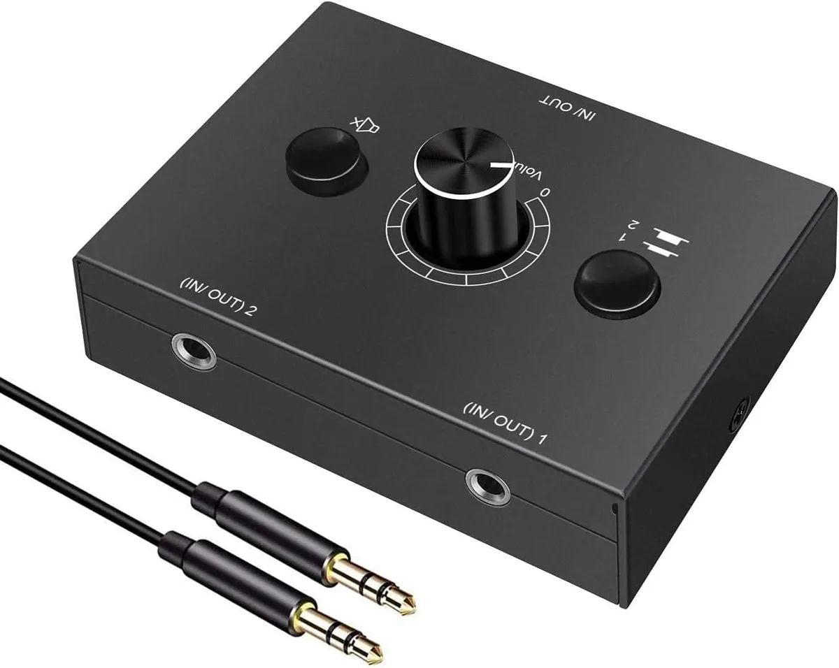PENGQIAO PENGQIAO 3.5mm Audio Switch 2-Port Black — product photo
