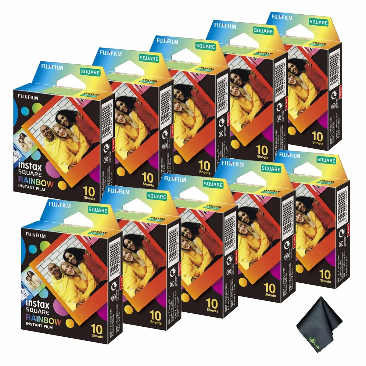 FUJIFILM FUJIFILM INSTAX SQUARE Rainbow Instant Film 10 Exposure Bundle with Microfiber Cloth — product photo