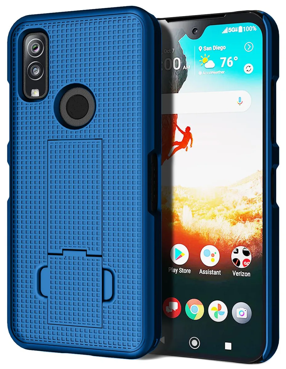 Nakedcellphone Nakedcellphone Cobalt Blue Grid Texture Slim Hard Case with Kickstand for Kyocera DuraSport 5G UW (C6930) — product photo