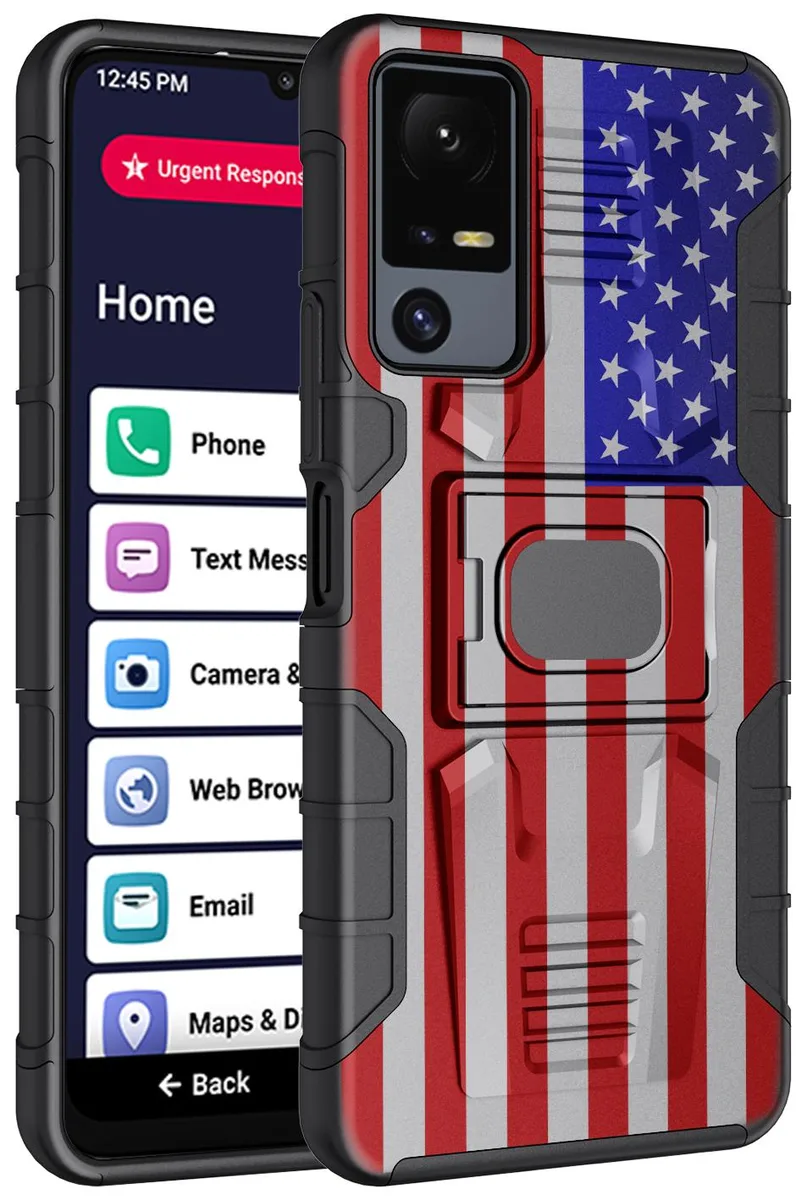 Nakedcellphone Nakedcellphone Rugged Ring Grip Case for Jitterbug Smart 4 / TCL 40XL USA Flag — product photo