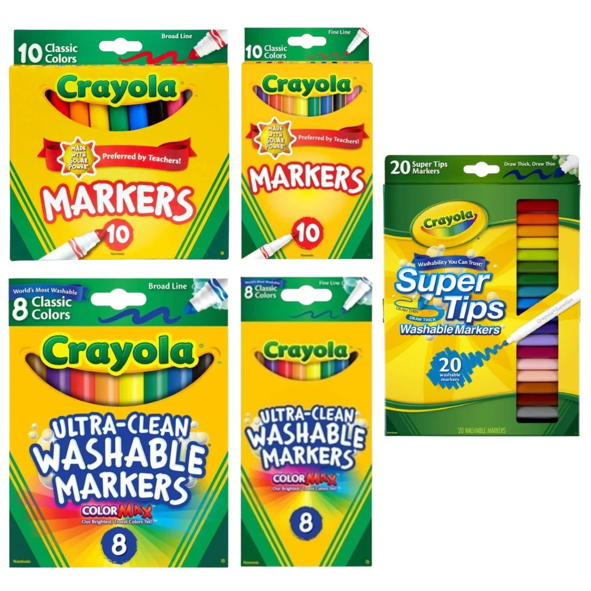 Crayola Crayola SP-53674239754558 Marker Bundle 10 Broad 10 Fine 8 Washable 20 Super Tips illustration — product photo