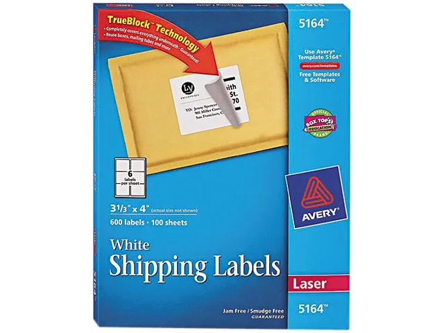 Avery Avery 5164 Shipping Labels 3.33" x 4.00" 600 Labels — product photo