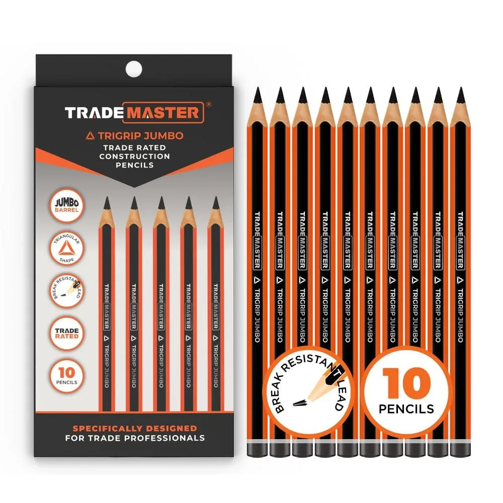  Carpenters Pencils Pack of 10 TriGrip Jumbo Barrel — product photo