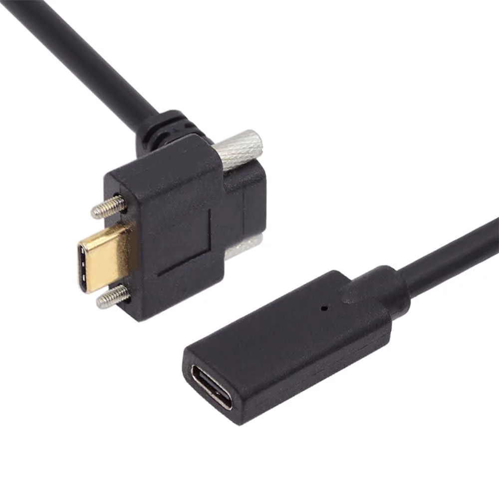 Fervit Fervit USB 3.1 Type C Up Angled Male to Female Extension Screw Locking Cable 30cm — product photo