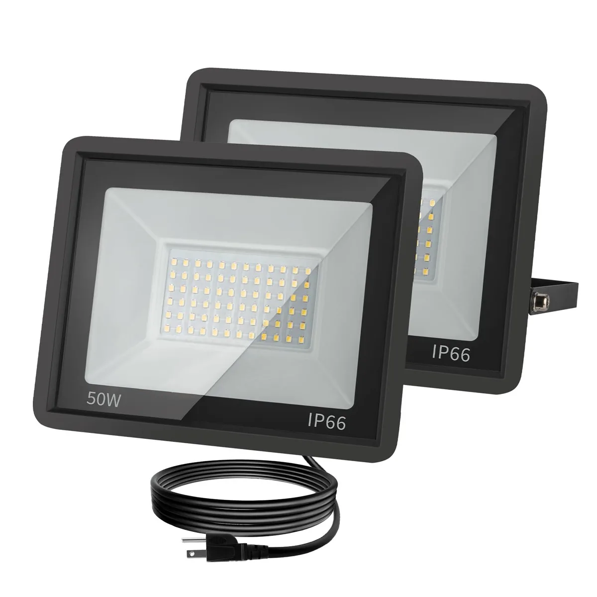  ZHPINGMX TGD50W 50W 5000LM 6500K IP66 Flood 2-Pack — product photo