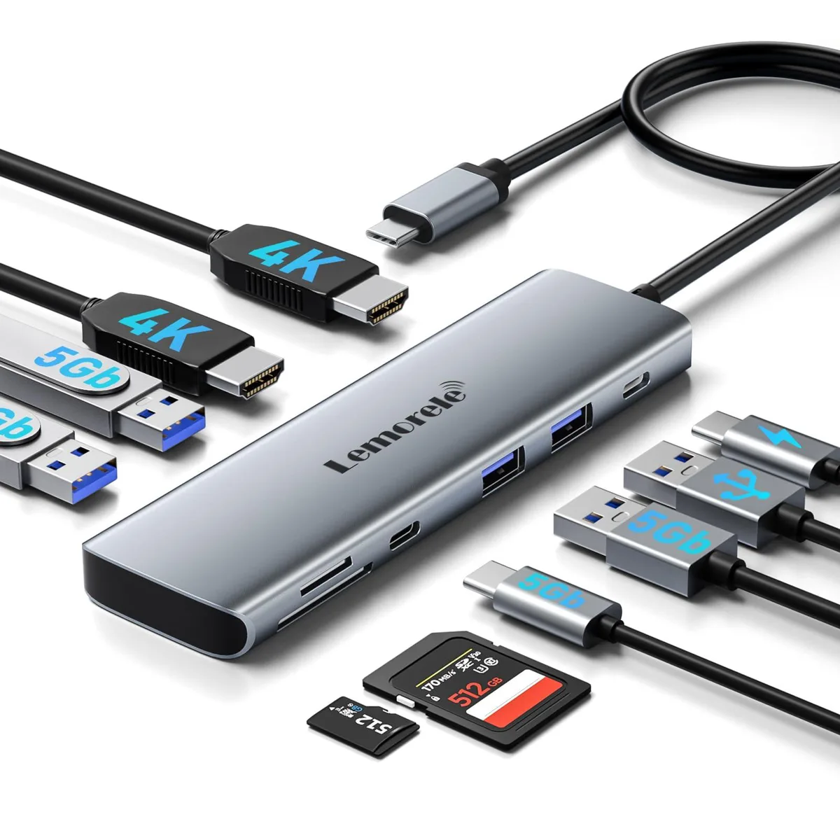  Belkin Lemorele 10-in-1 USB-C Docking Station Dual HDMI 4K 100W PD Black — product photo