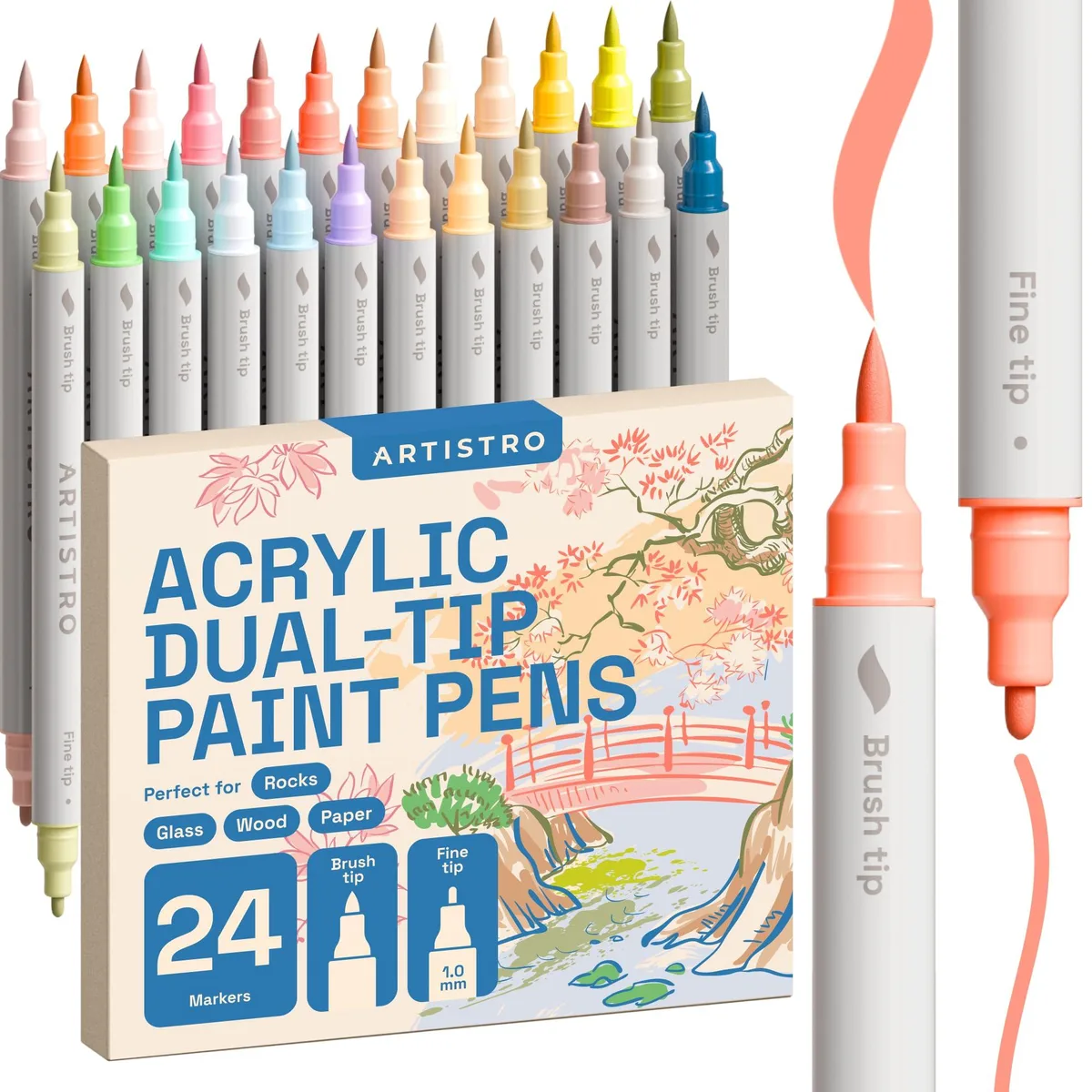  Artistro DTBF0024-PAS-ZT-CN 24 Pastel Acrylic Paint Markers fine art — product photo