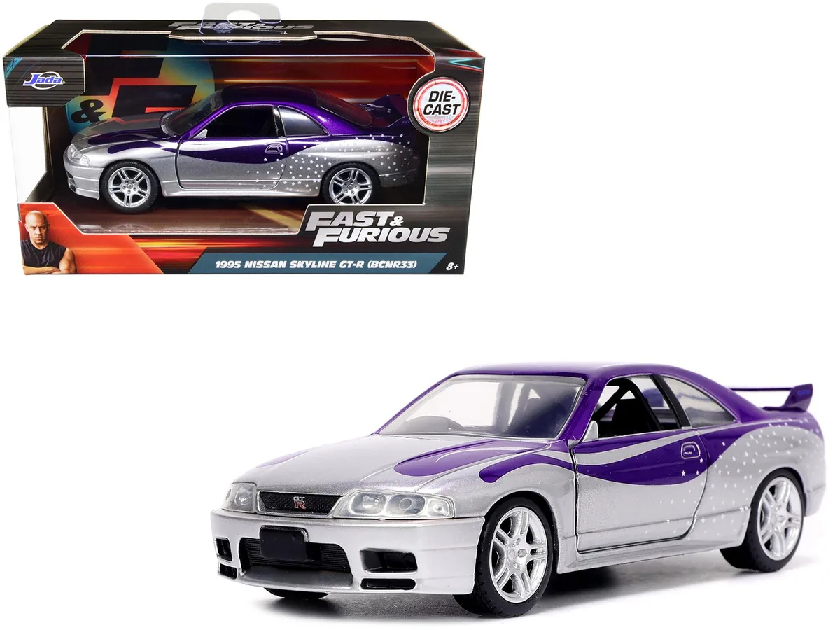 Jada Jada 1995 Nissan Skyline GT-R BCNR33 Purple Silver 1/32 Diecast — product photo