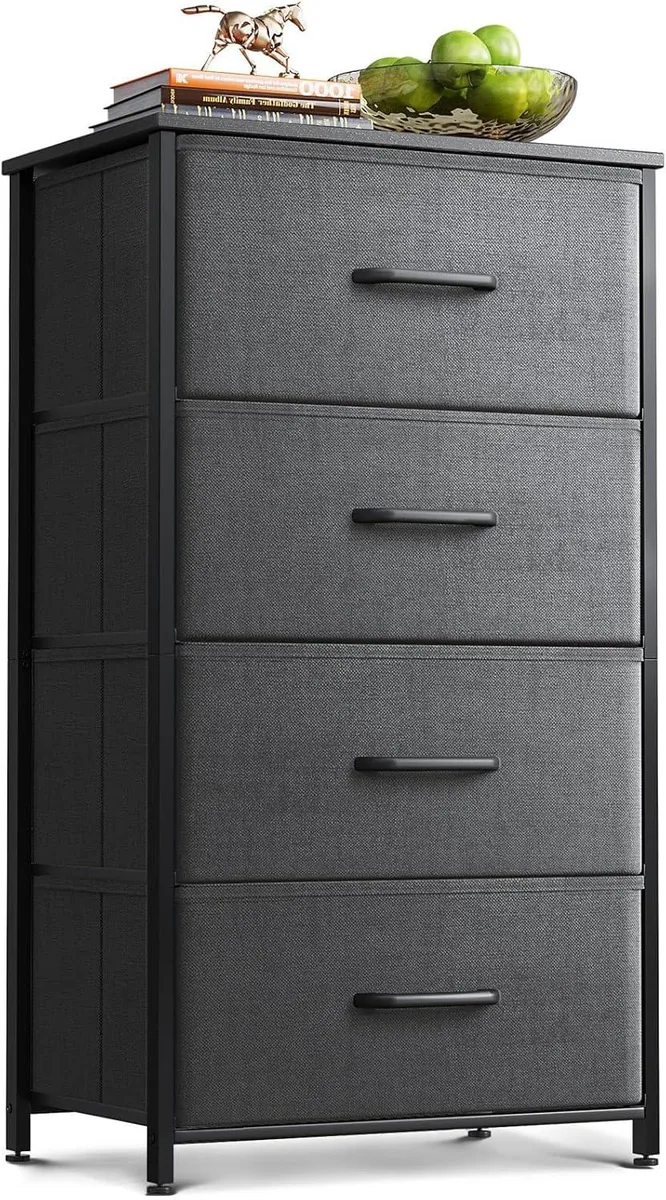 BFKK BFKK Small Fabric Dresser 4 Drawers Dark Grey 11.73x15.74x31.77 office furniture — product photo