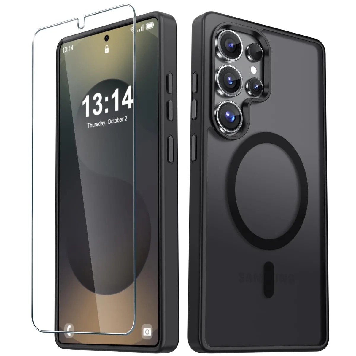  YENAPOON Samsung Galaxy S25 Ultra Case Matte Magnetic Black — product photo
