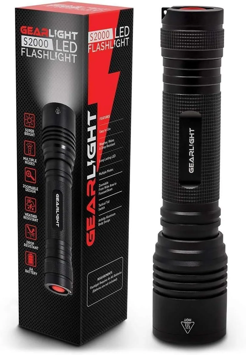 Compact silver aluminium tactical flashlight with zoomable head and textured grip