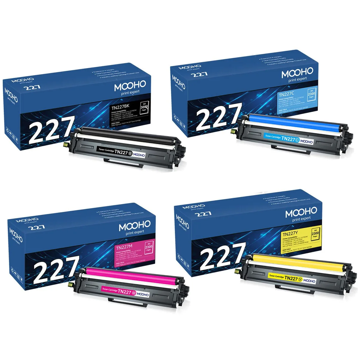 V4ink V4ink TN227 High Yield Toner Cartridge 4 Pack Black Cyan Magenta Yellow — product photo