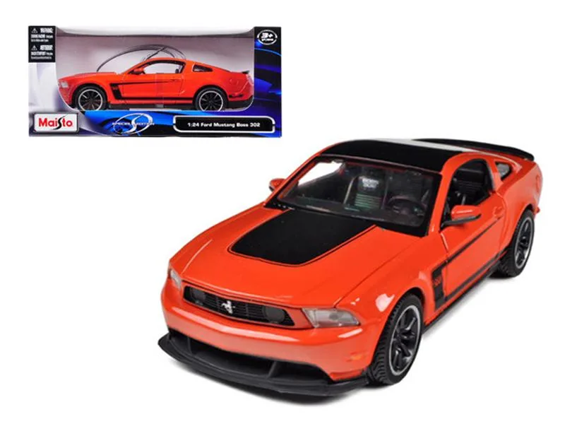 Maisto Maisto 2012 Ford Mustang Boss 302 Orange Black 1/24 Diecast Hobby Collectible — product photo