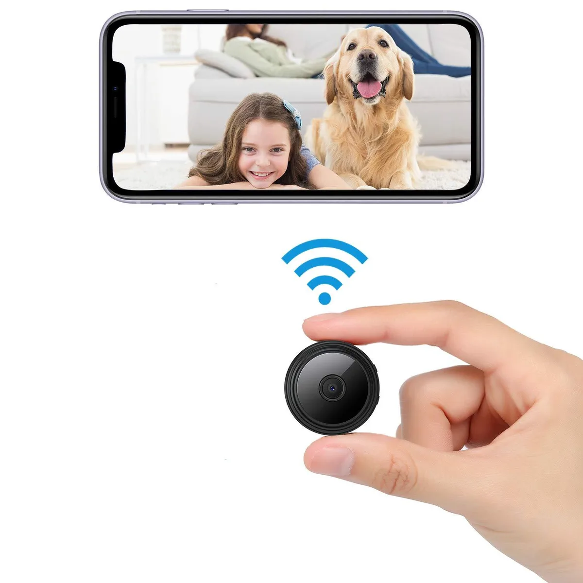 Tiny cube camera 1.7in white finish corded power