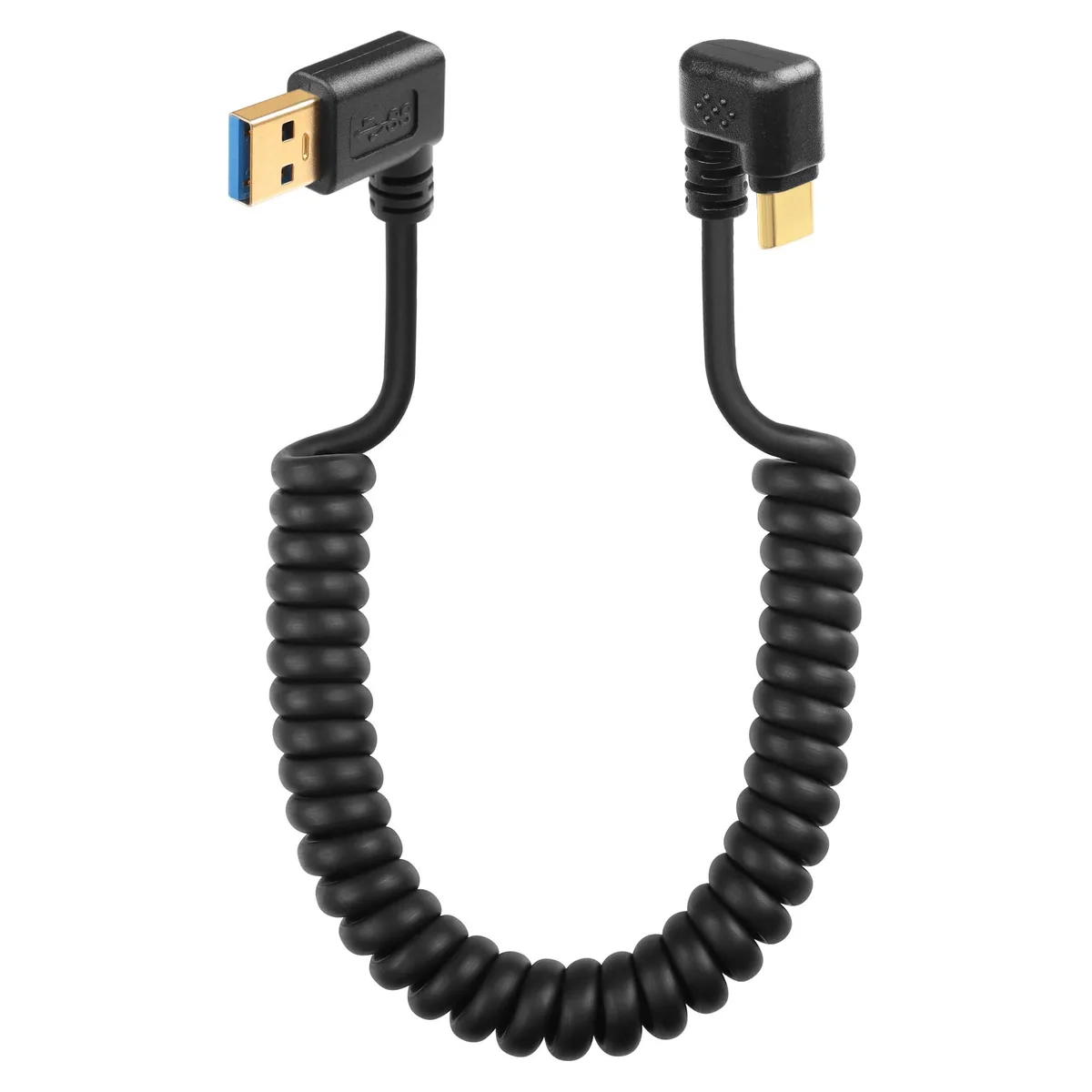 BUCIER BUCIER U Shape USB Type C Spring Cable 5Gbps Retractable 90 Degree USB3.0 to USB C Left — product photo