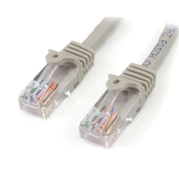 Gray Cat5e patch cable, 7 ft, snagless RJ45 connectors