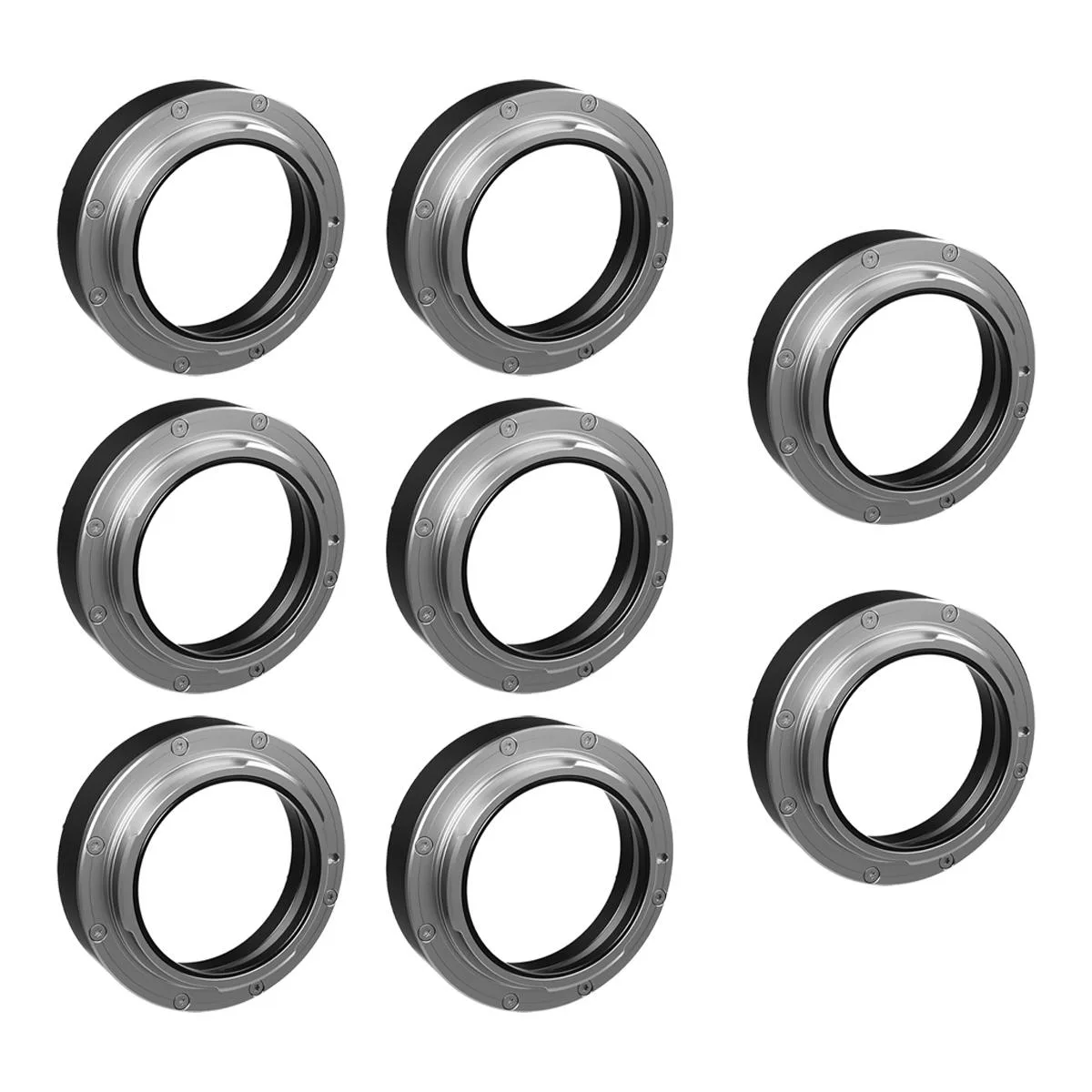 Eight-piece EF-mount conversion kit with bayonets, shims, cap and screwdriver