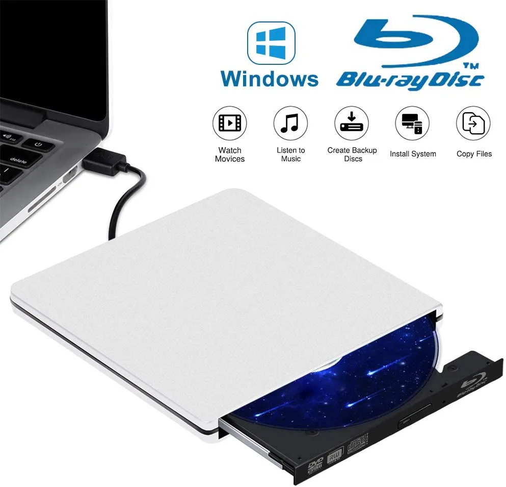 Hitoor Hitoor External Blu-ray Burner Silver USB 3.0 — product photo