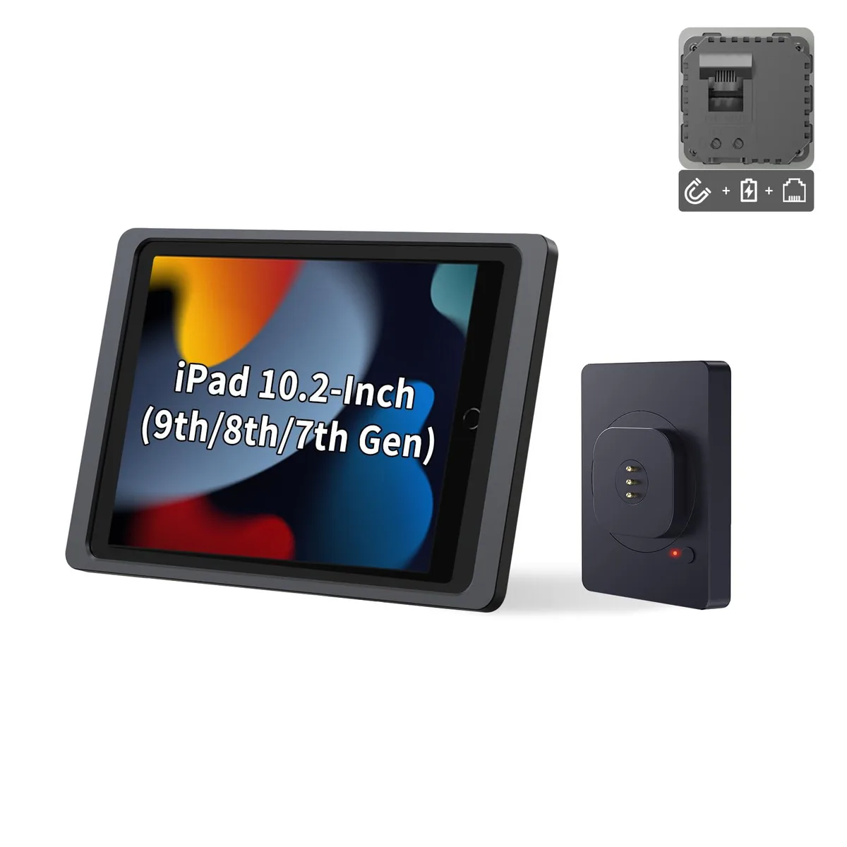 EMONITA EMONITA EM-PW1825P/A7 BLACK PoE &amp; DC Magnetic iPad Wall Mount 10.2" 18W 360° Rotation Black — product photo