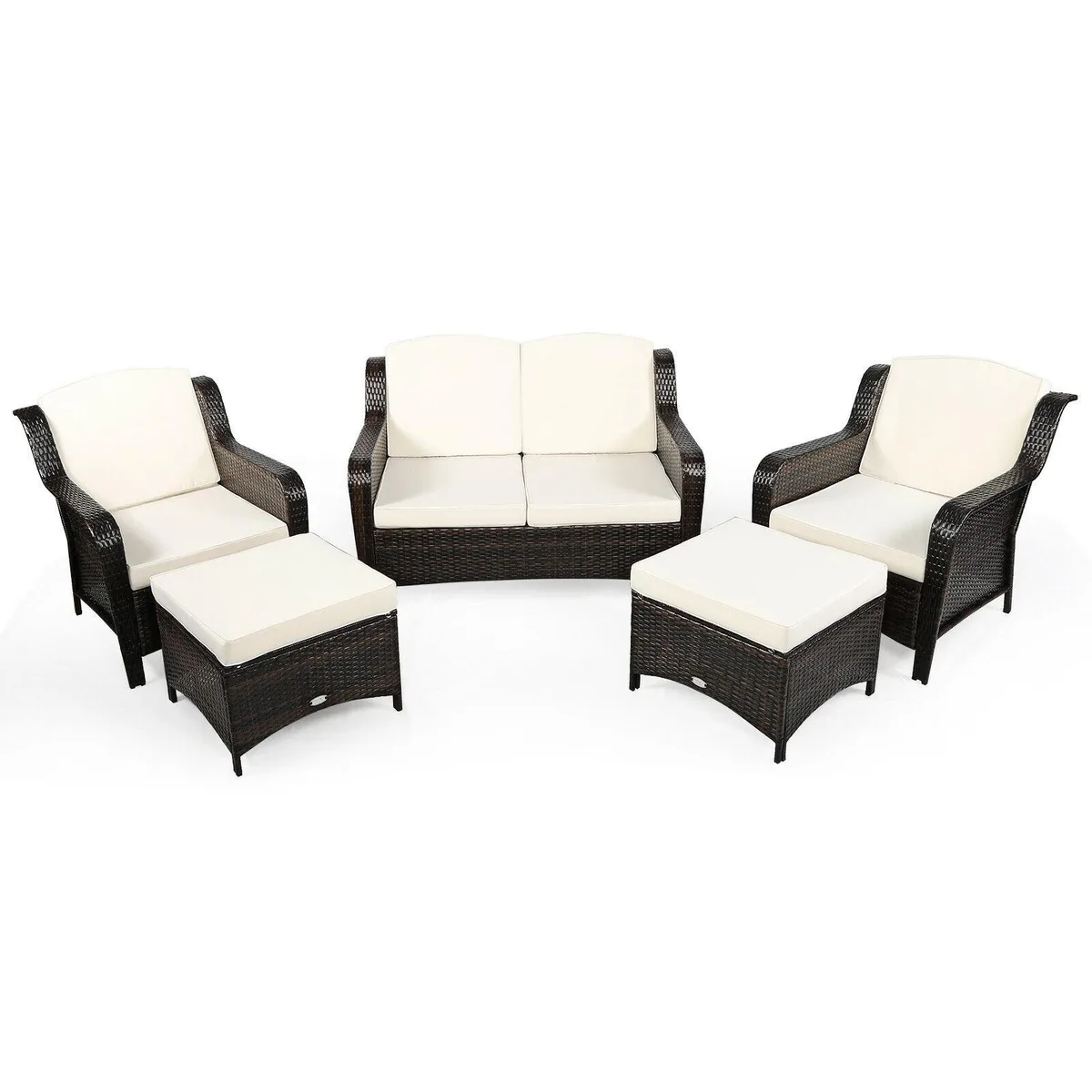 SlickBlue SlickBlue 5-Piece Patio Rattan Sofa Set, Off White — product photo