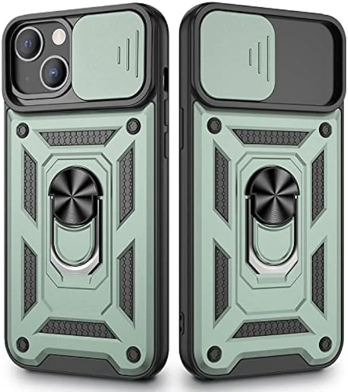 KINGARD KINGARD iPhone 13 6.1 inch Case Slide Camera Cover Kickstand Magnetic Green — product photo