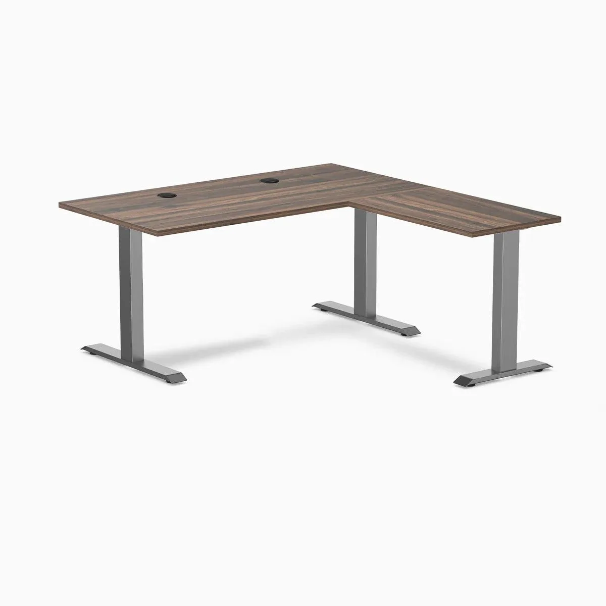 Desky Desky Zero Laminate L-Shape Desk Jarrah Legno Space Gray 59 x 29.5 x 61 x 19.7 in with Grommets — product photo