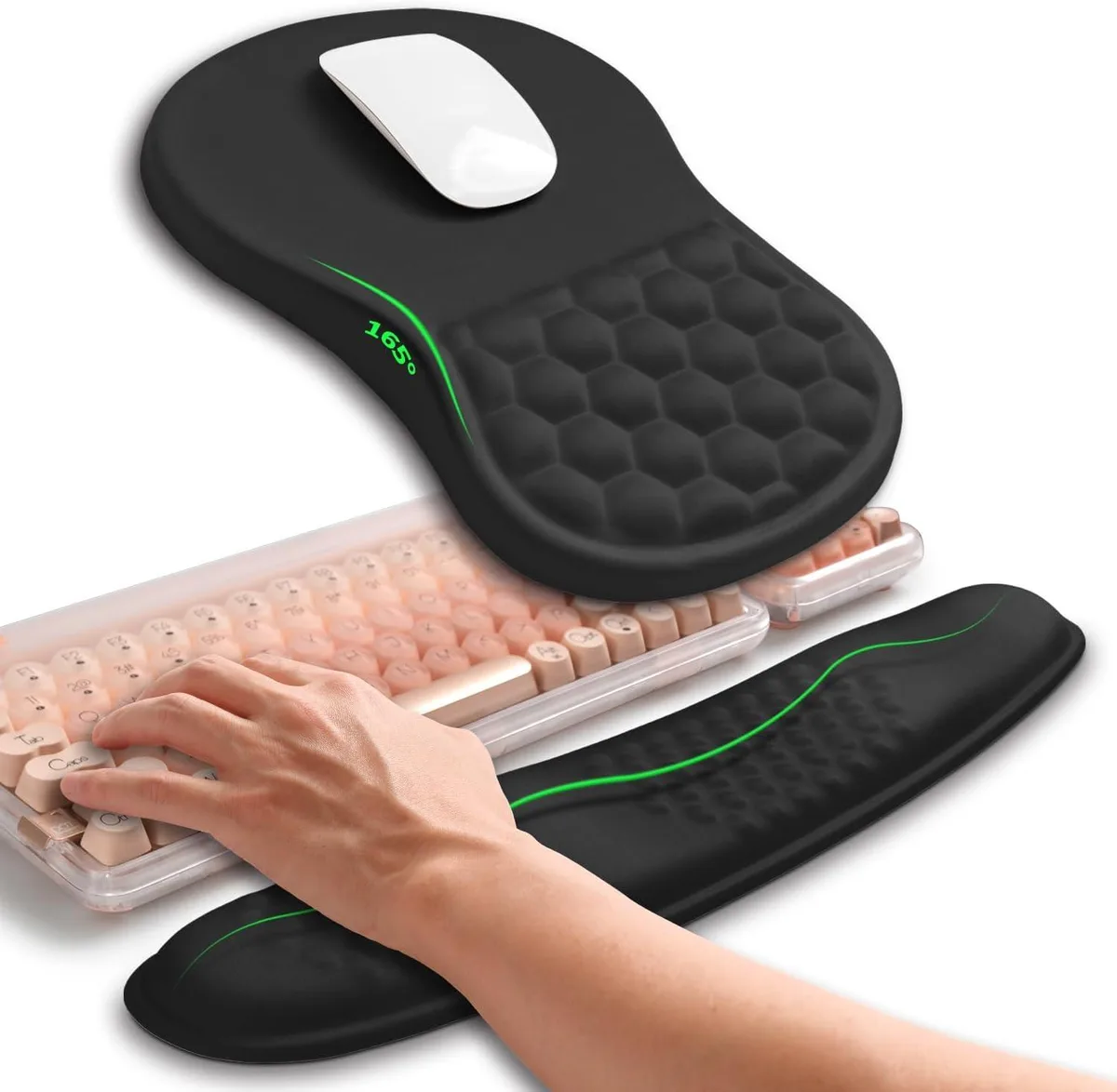 Emerson Emerson 2-in-1 Wave Keyboard Wrist Rest &amp; Ergonomic Mouse Pad Wrist Support Black — product photo