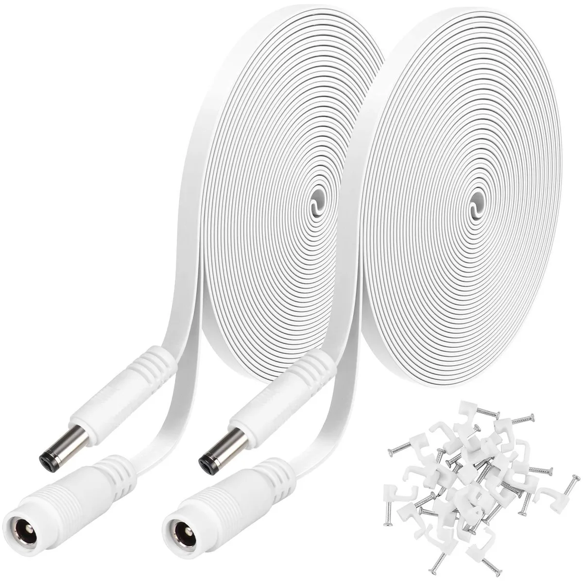 BFKK BFKK 2 Pack 20ft 2.1mm x 5.5mm DC Power Extension Cable White — product photo