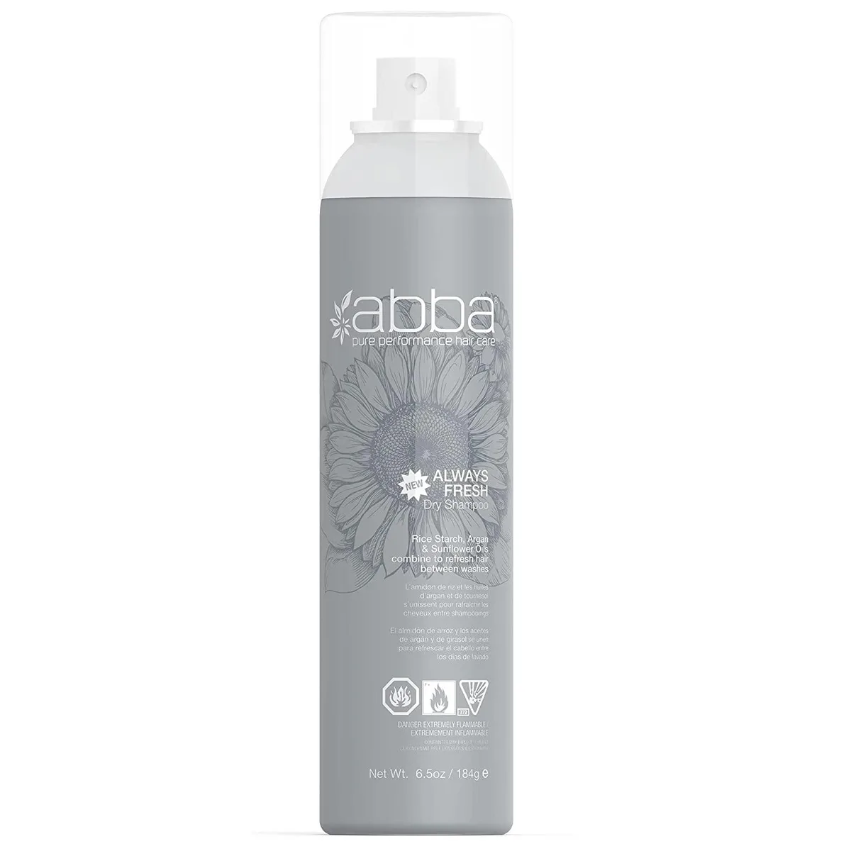 White 6.5oz aerosol can with ABBA branding, standing upright