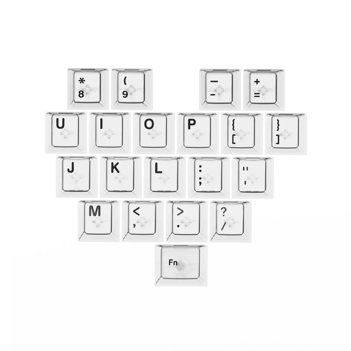 Ajazz Ajazz Heart-Shaped Keycaps Transparent White 20-Pack — product photo