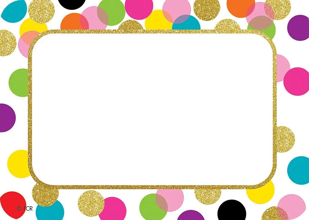 Pack of 36 multicoloured confetti laminated self-adhesive name tags